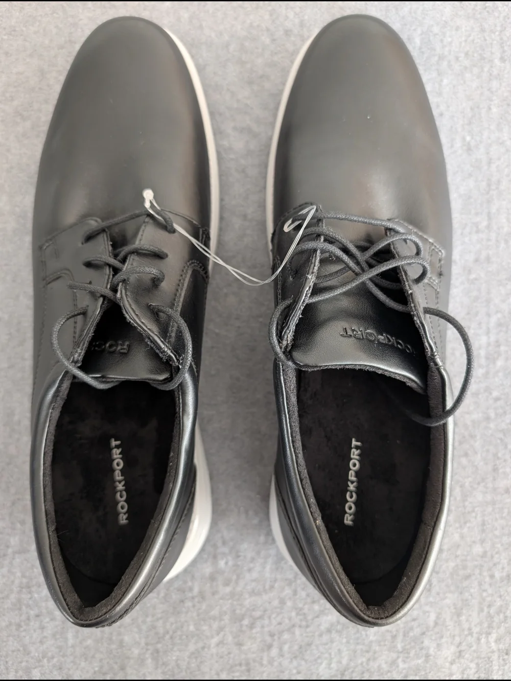 NWOB Rockport Men’s Delano Plain Toe Oxford Black Light Gray Size 11M